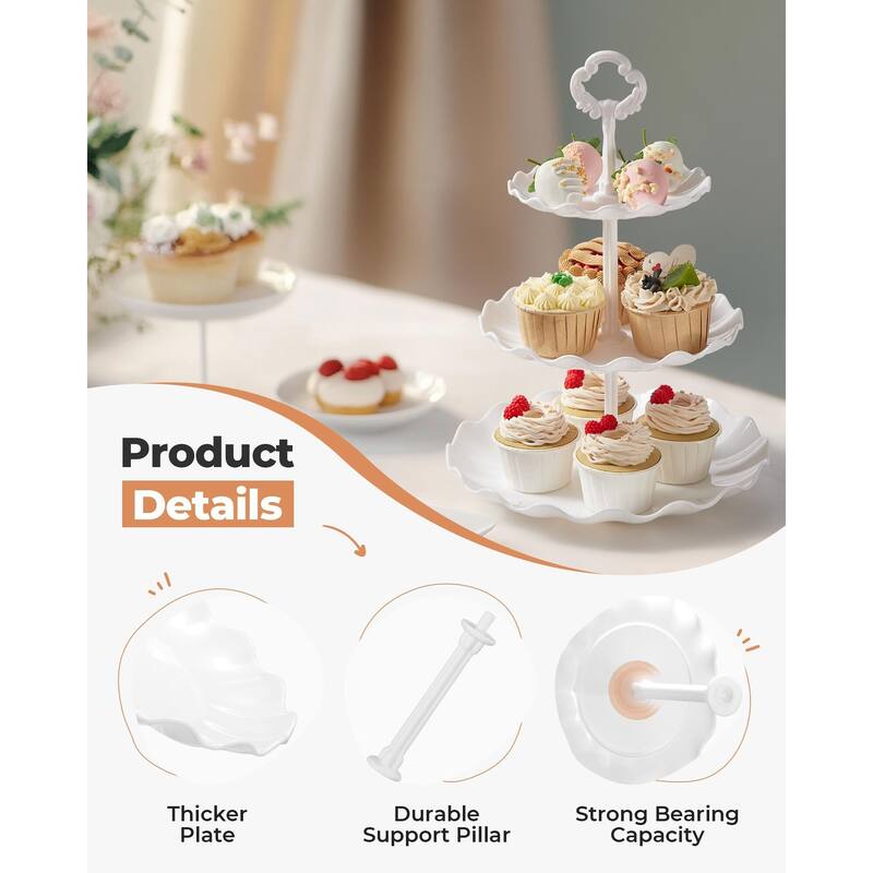 10pcs Dessert Table Display Set, 3 Tiered Cup Cake Holder Tower Stand & Cookie Serving Trays