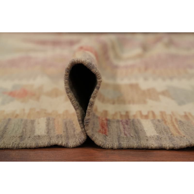 Hand Woven Oriental 100% Wool Carpet Southwestern Tribal Purples Kilim Area Rug - 9' 11'' X 6' 8''