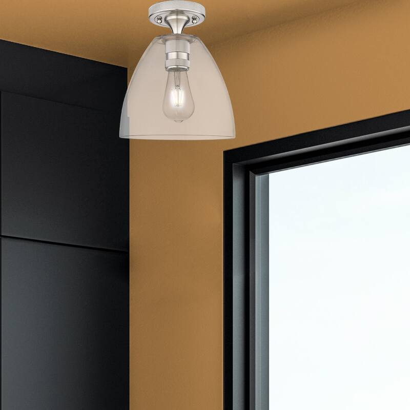 Innovations Lighting Downtown Urban - Crown Point - 1 Light 9" Bristol Flush Mount Light - Clear Shade/Satin Nickel
