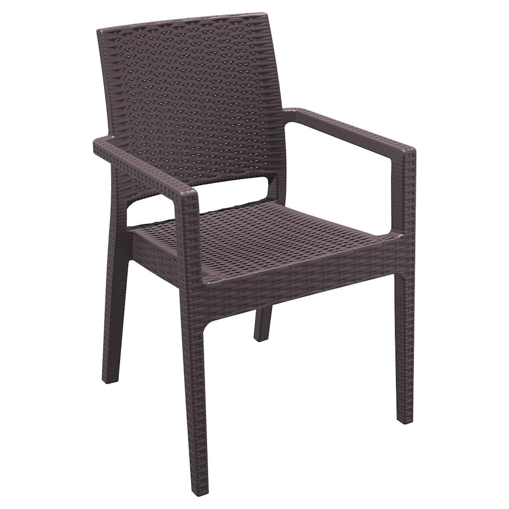34" Brown Wickerlook Patio Stackable Dining Chair