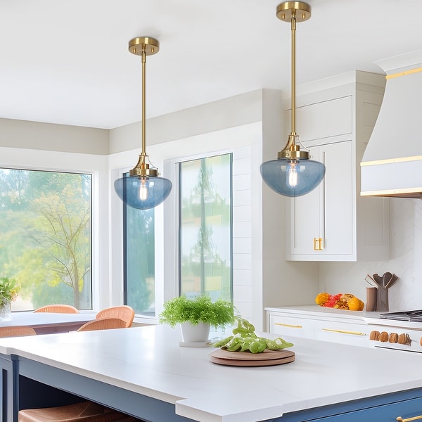 Modern 1 Light Gold Glass Pendant Light Kitchen Island Lights for Dining Room On Sale Bed Bath Beyond 36290131