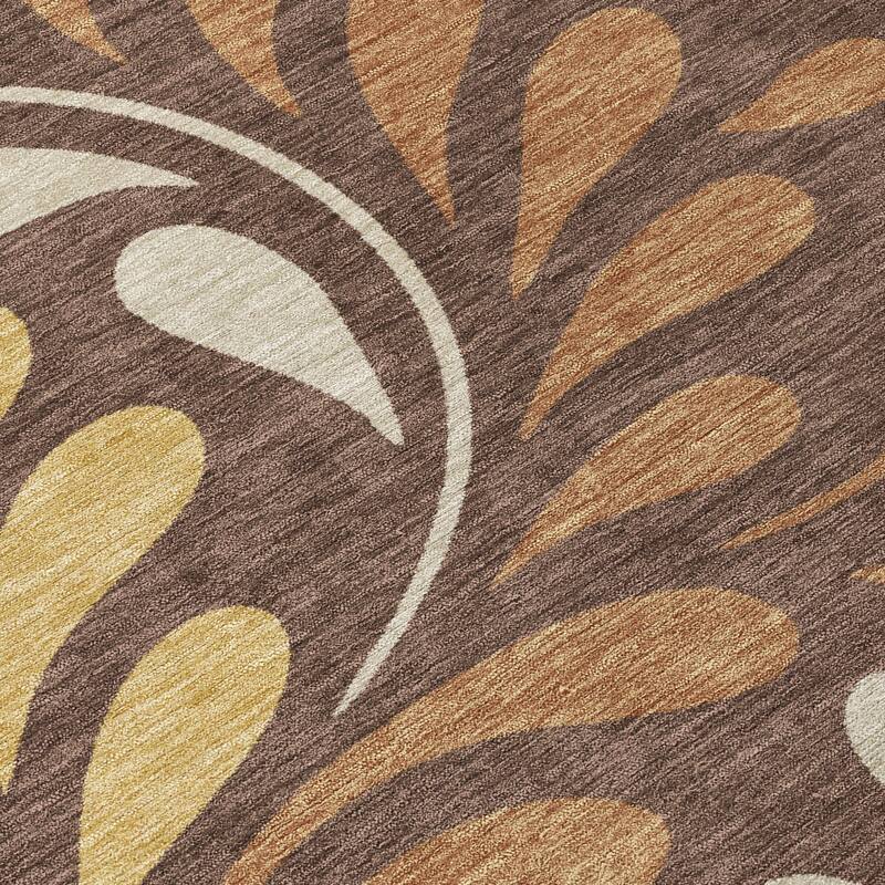 Machine Washable Indoor/ Outdoor Floral Arabesque Chantille Rug