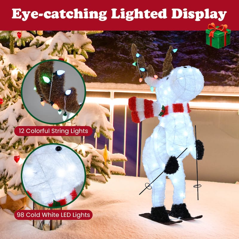 Costway 44” Animated Christmas Reindeer with 12 Colorful Lights & 98 - as pic shows - See Details