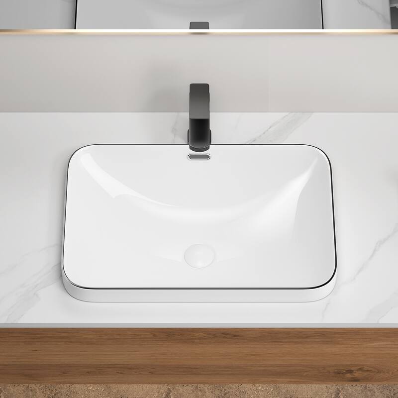 GDFStudio - Oliver Seamless Undermount Ceramic Bathroom Sink for Vanity Countertops