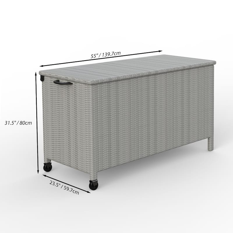 Portable Rattan Outdoor Storage Box Patio Cushion Storage 150 Gallon - 55 "L x 23.5 "W x 31.5 "H