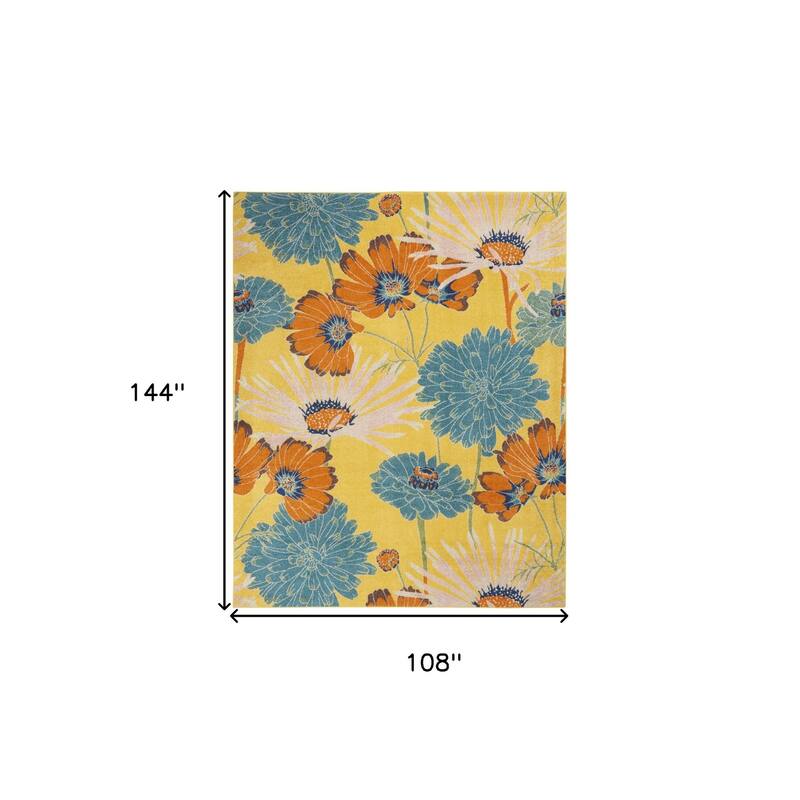 Hikim Power Loomed Floral Traditional Low Pile Area Rug By HomeRoots - 144' X '108' X '0.25