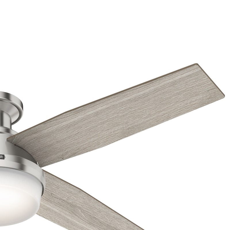 Hunter 52" Dempsey Flush Mount Ceiling Fan w/ LED Light Kit, Handheld Remote - Contemporary, Transitional - Low Profile