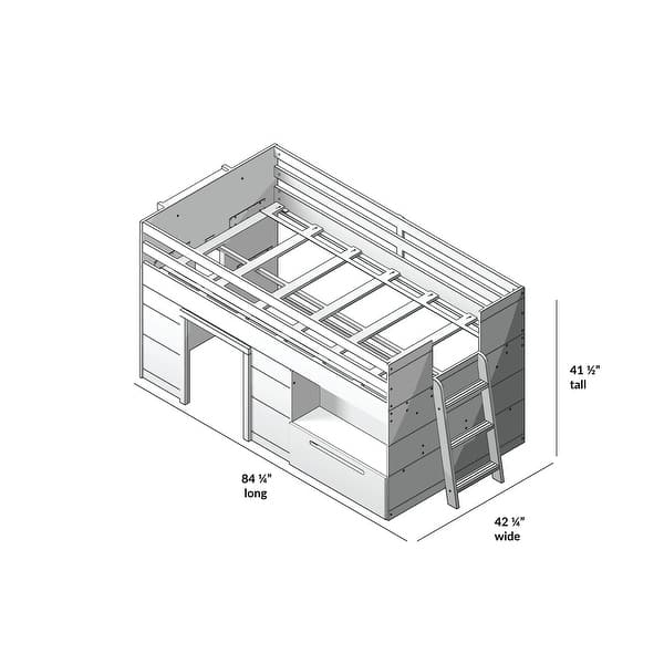 dimension image slide 3 of 6, Farmhouse Twin Loft Bed with 1 Drawer