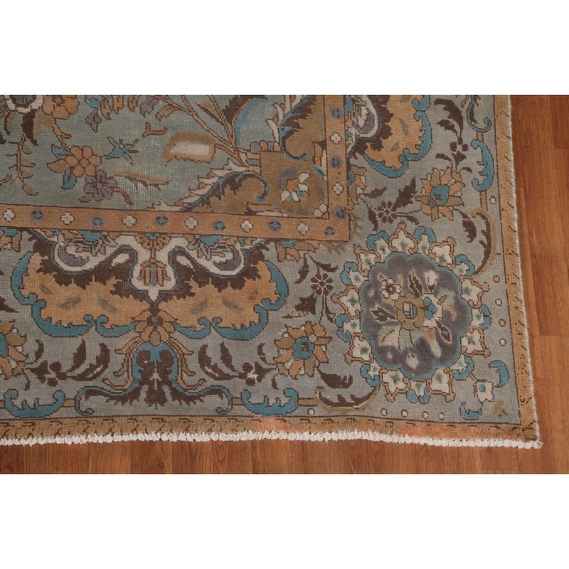 Over-Dyed Purple Tabriz Persian Vintage Rug Handmade Wool Carpet - 9'8"x 13'2"