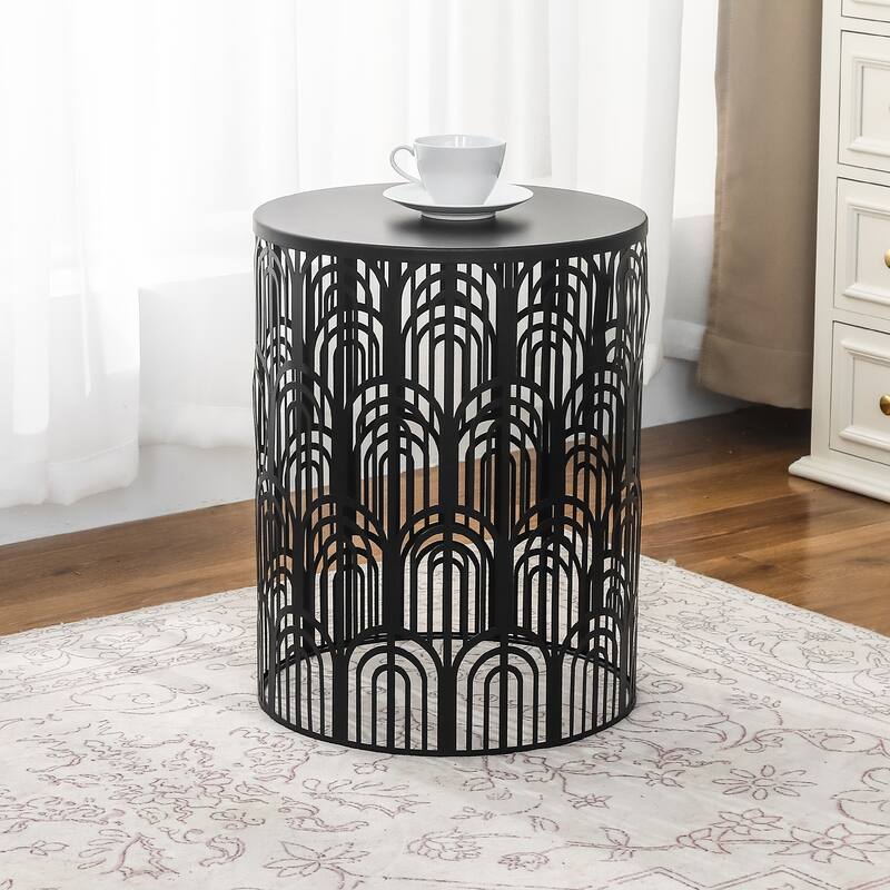 Adeco Set of 2 Round Metal Nesting Side End Tables Set - set of 2