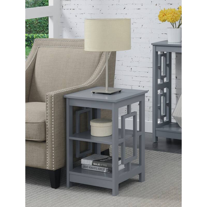 Convenience Concepts Town Square End Table with Shelves - Grey