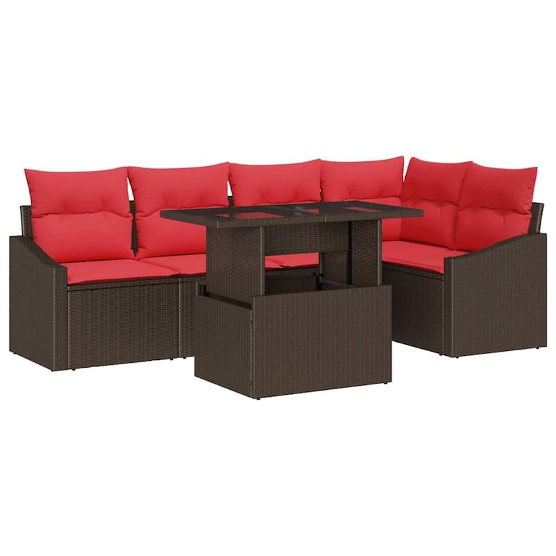 vidaXL 6 Piece Garden Sofa Set with Cushions - 91.9×48.6×27.2