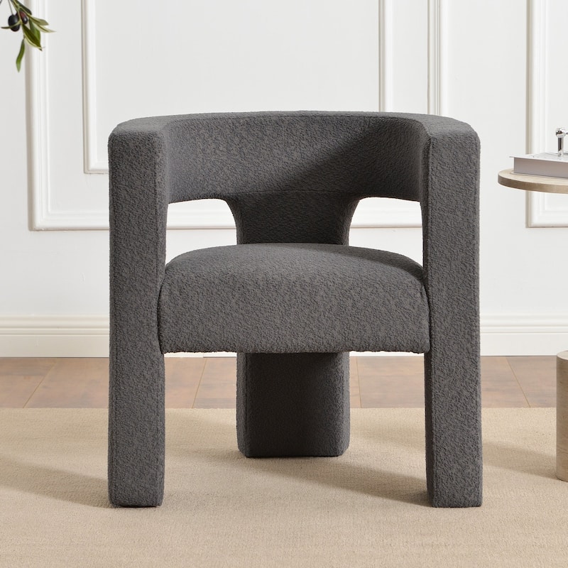 KINWELL 28" Wide Boucle Upholstered Square Armchair