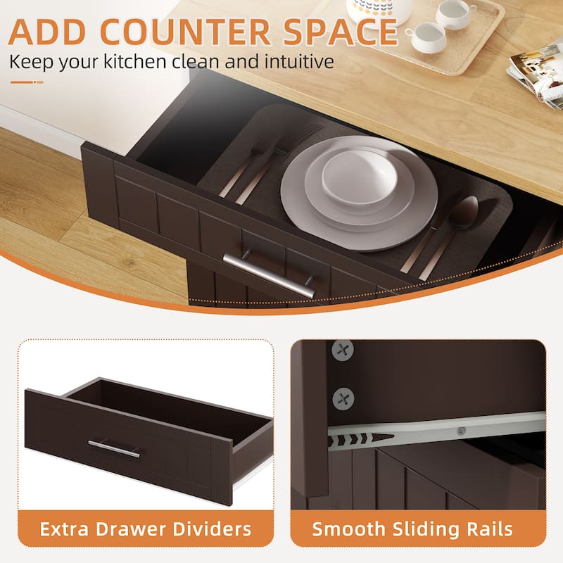 Rolling Kitchen Island with Storage Cabinet & Drawer – Extra Counter Space for Kitchen