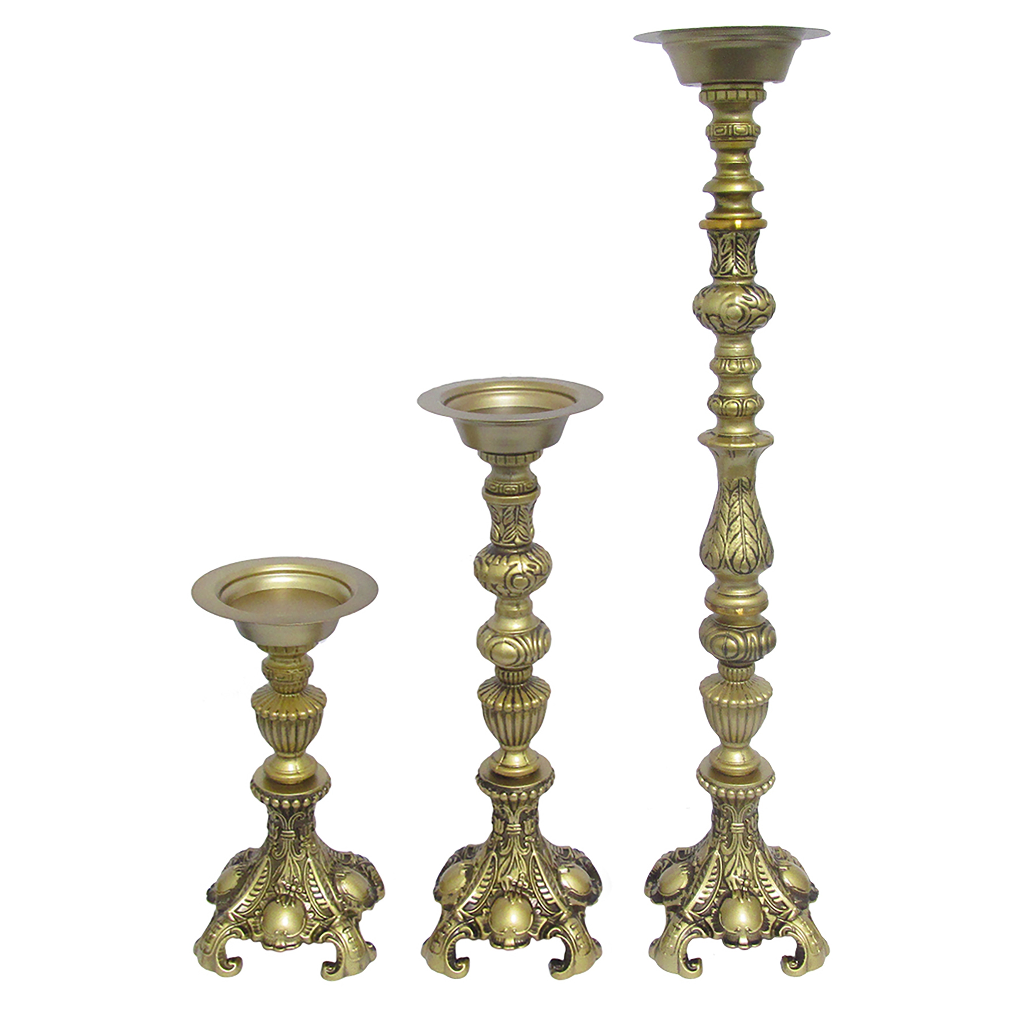 Luxury Vintage Pillar Candle Holder Silver Carved Pillar Candle Sticks Holders