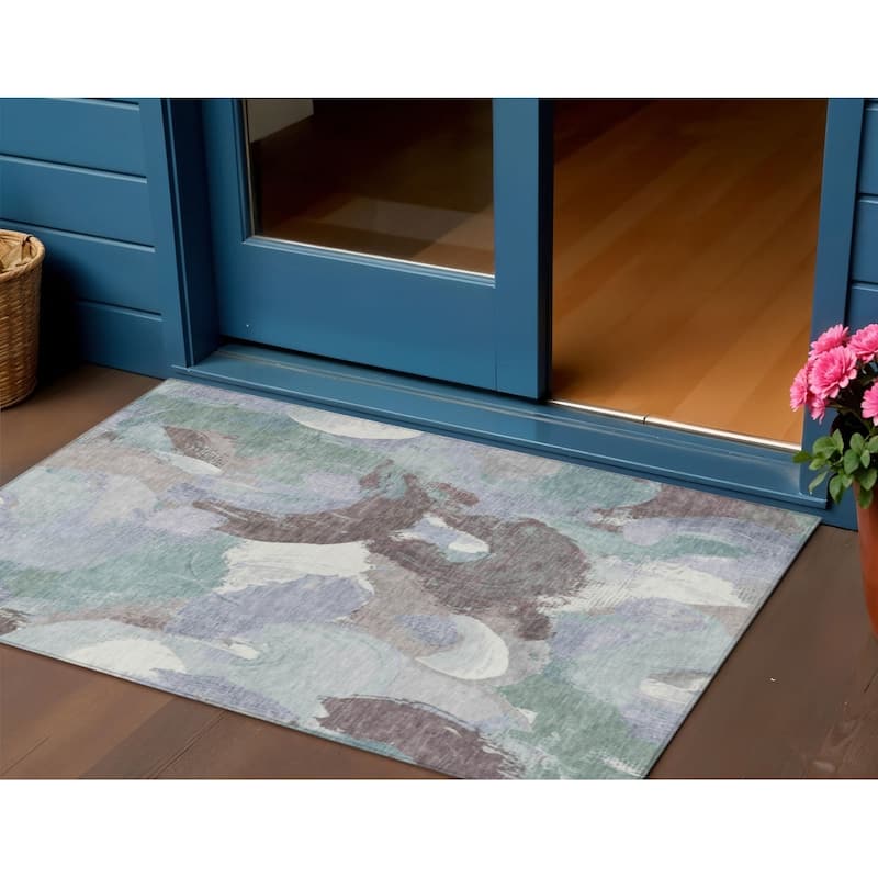 HomeRoots Abstract Transitional Rectangle Outdoor Rug - 3' x 5'