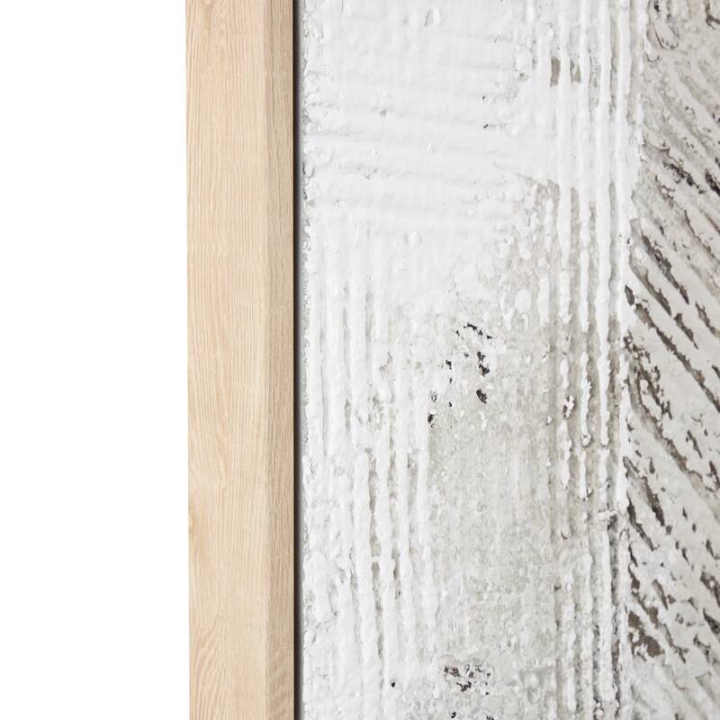 Gray Wooden Textured Abstract Framed Wall Art with Wooden Frame and Black Distressing