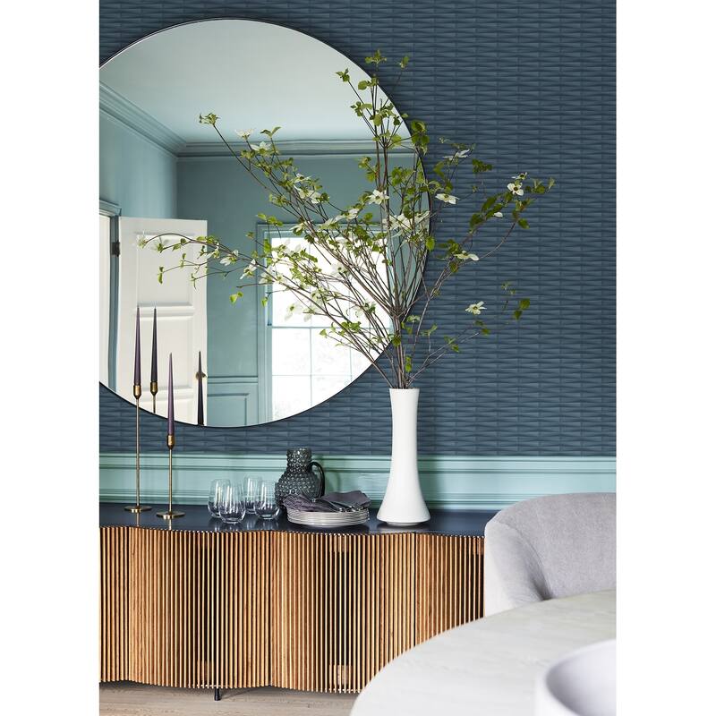 A-Street Prints Gator Blue Geometric Stripe Wallpaper