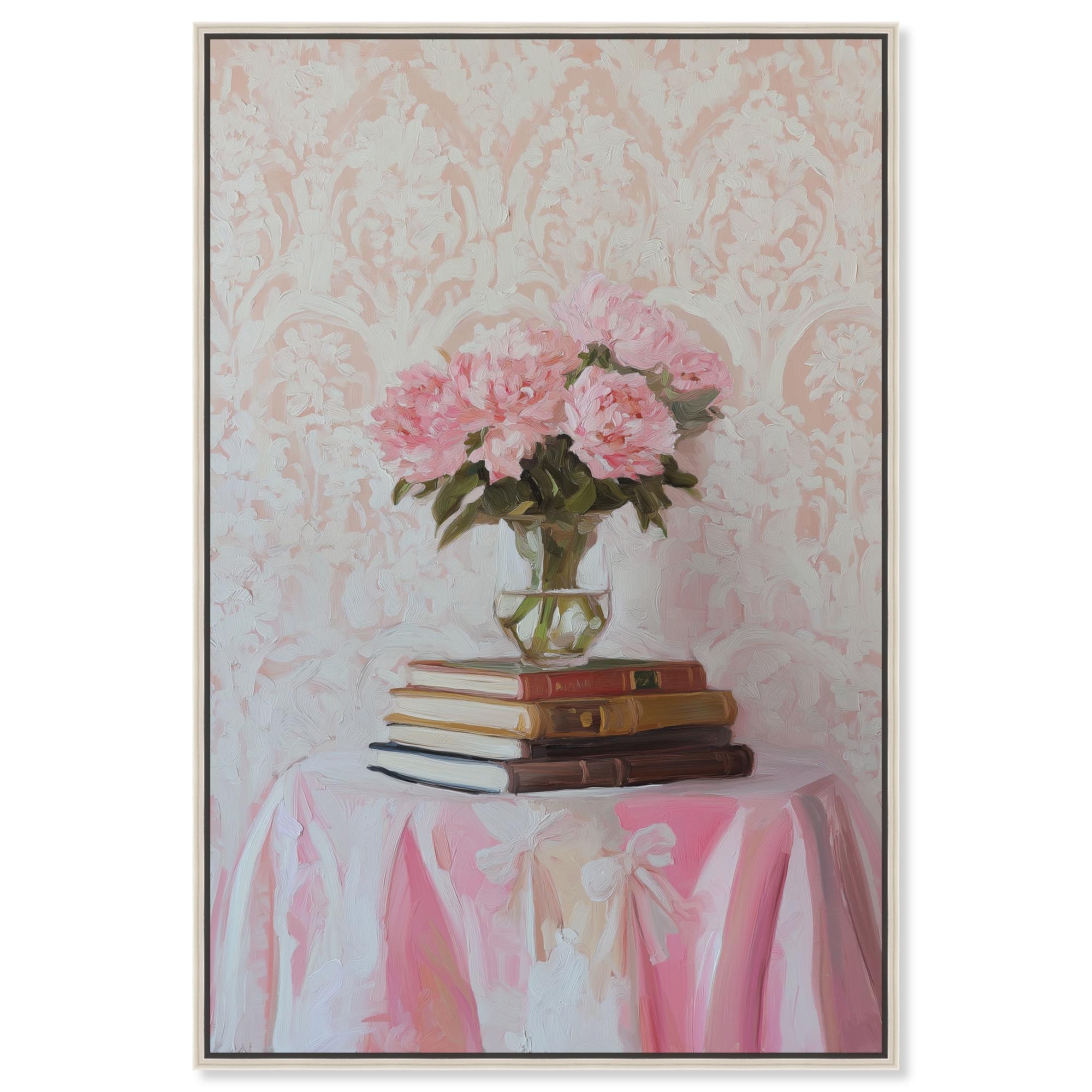 Pink Peonies on Books Canvas by Art Remedy