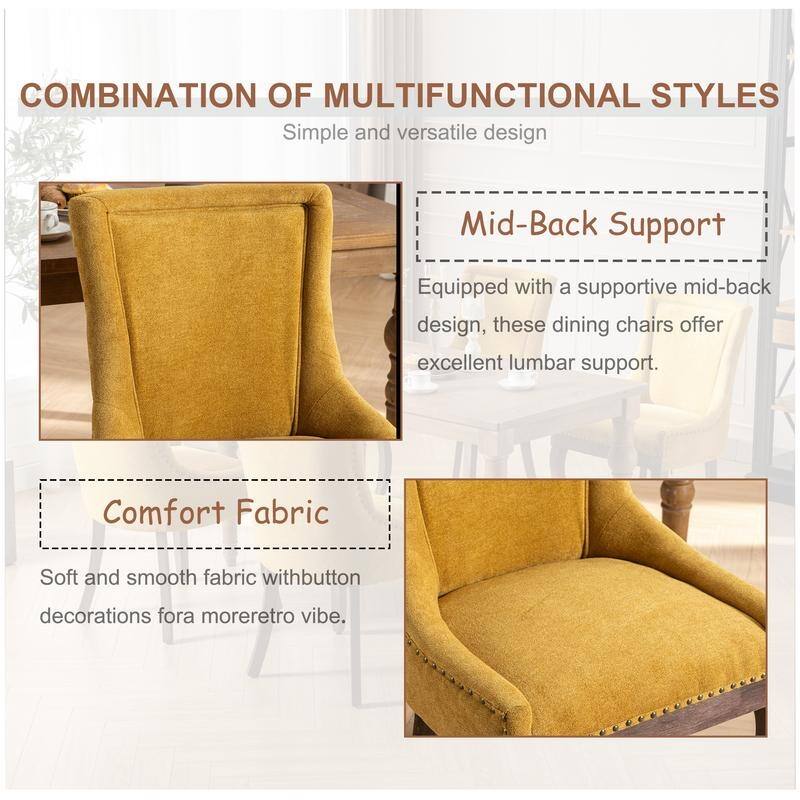 Thickened Side Dining Chair with Solid Wood Legs Set of 2
