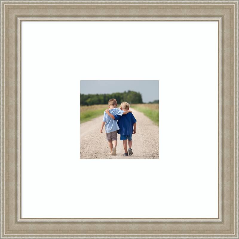 Mezzo Silver Framed Picture Frame, Photo Frame - 20x20 Matted White 8x8