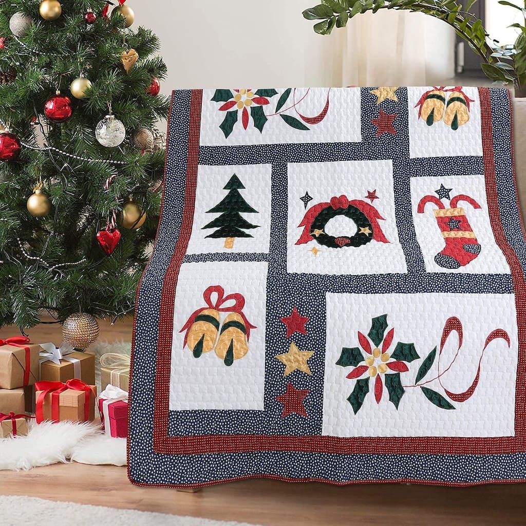 Vintage Christmas Quilted Throw Blanket
