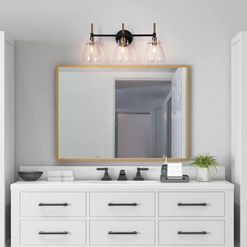 Modern Black Gold 2/3/4 Lights Vanity Light Fixture Glass Bathroom Lighting