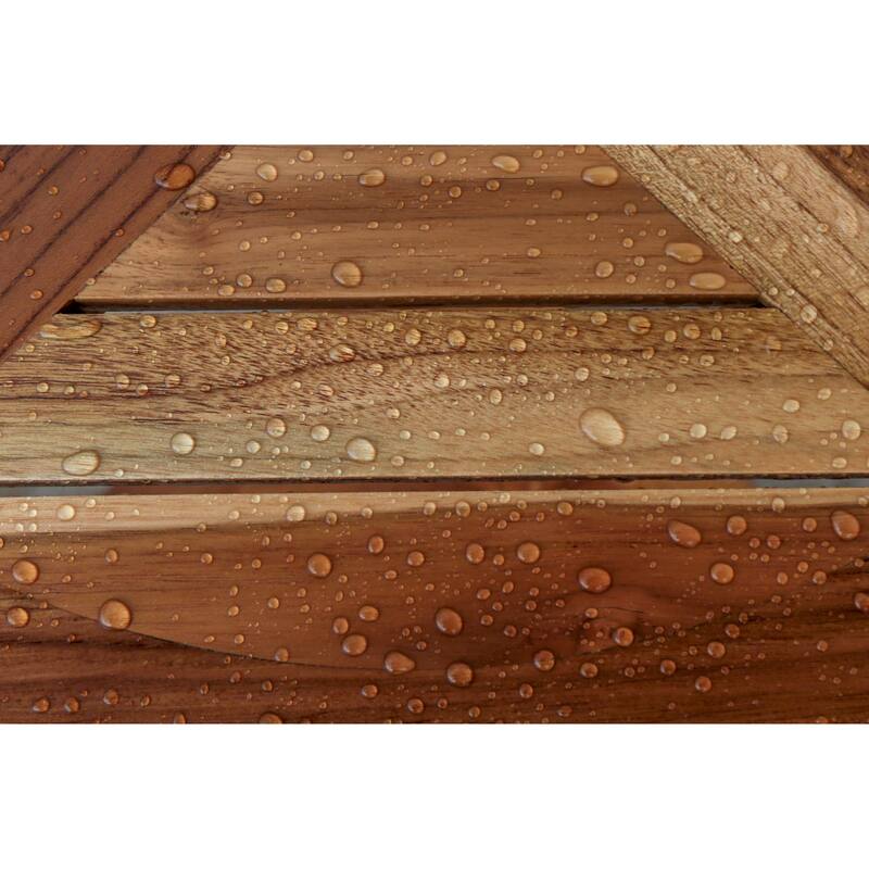 EcoDecors Snazzy Corner Natural Teak Wood 2-tier shower & Bathroom shaving shelf 18-inch Height 12-Radius