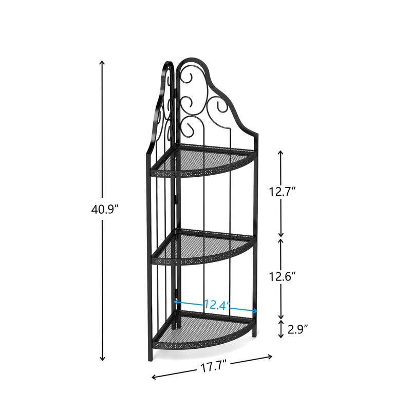 3-Tier Corner Open Shelf,Bookcase Freestanding Shelving Unit,Plant Stand Small Bookshelf