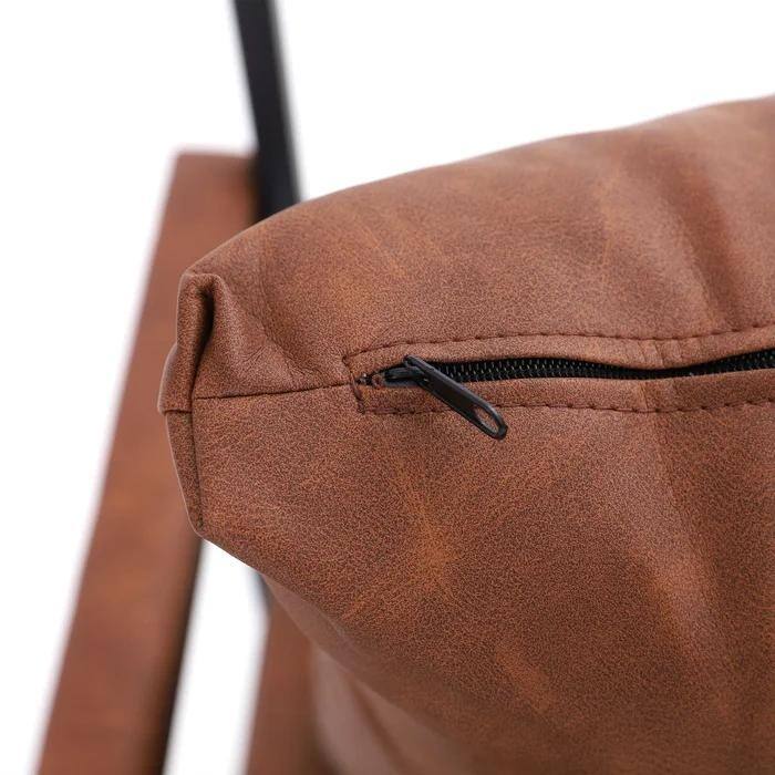 PU Leather Armchair, Modern Retro Leisure Reading Accent Chair with Soft Cushion and Mental Frame for Living Room, Office