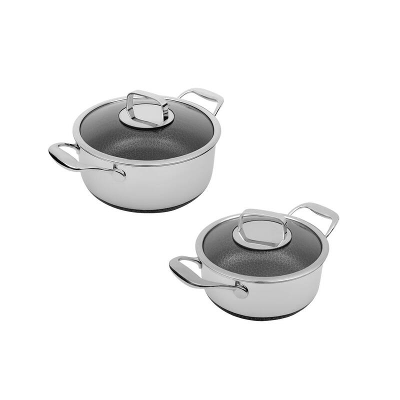 DiamondClad 4 Piece Hybrid Nonstick Stainless Steel Stock Pot Cookware Set - Silver - 4 Piece