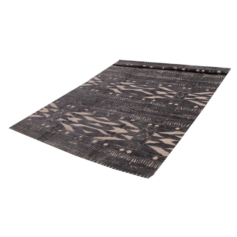 ECARPETGALLERY Hand-knotted Tangier Grey Wool Rug - 9'7 x 14'0