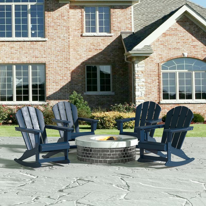 Polytrends Laguna Hdpe All Weather Outdoor Patio Rocking Chair (Set of 4) - Navy Blue