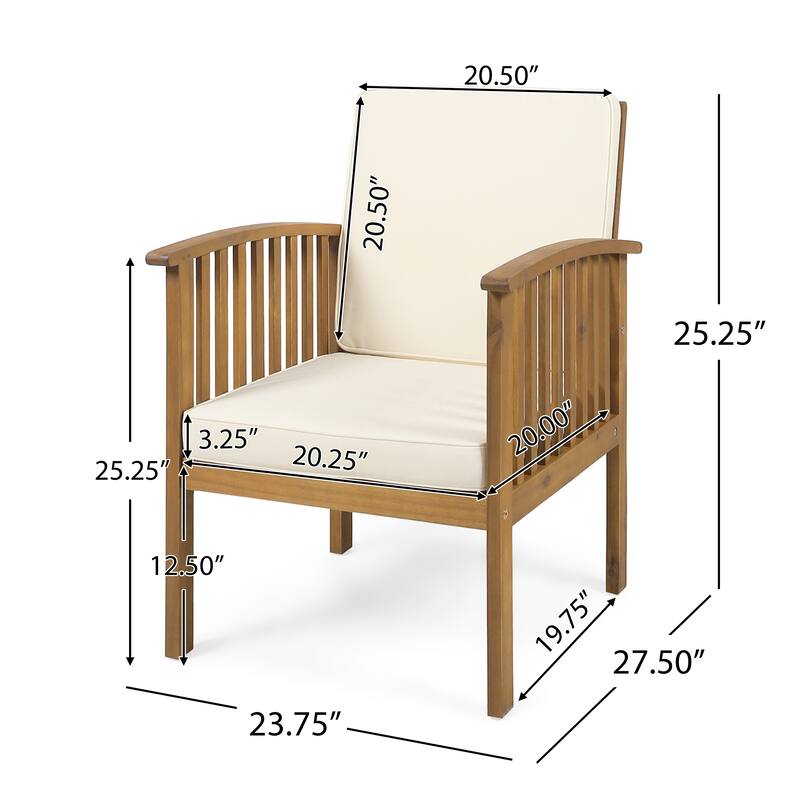 Christopher Knight Home - Zed 3 Piece Patio Acacia Wood and Waterproof Fabric Conversation Set.