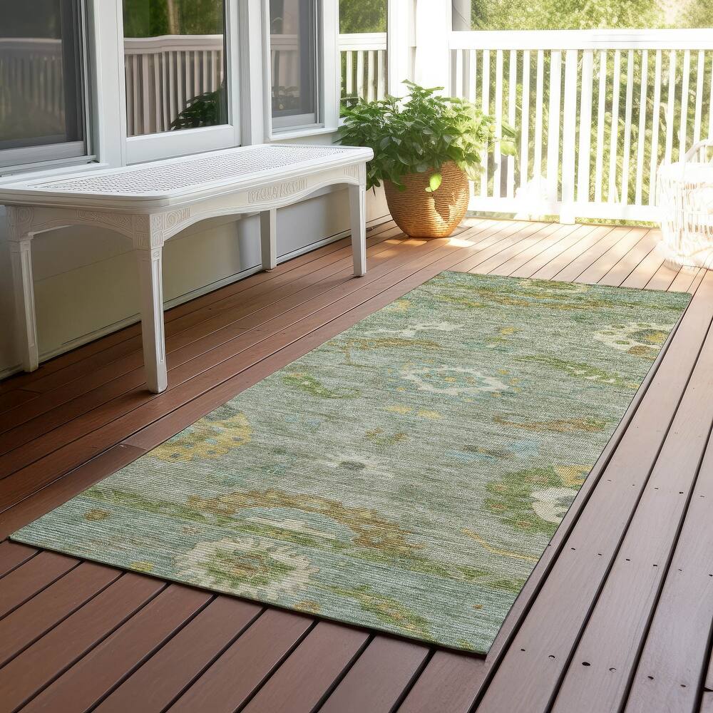 Machine Washable Indoor/ Outdoor Traditional Boho Chantille Rug