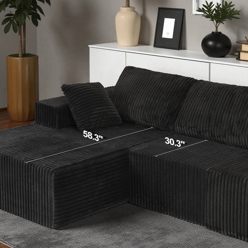 Modern Modular Sectional Sofa with Chaise and Pillows, Deep Seat Cloud L-Shape Couch for Living Room, 3-Seater