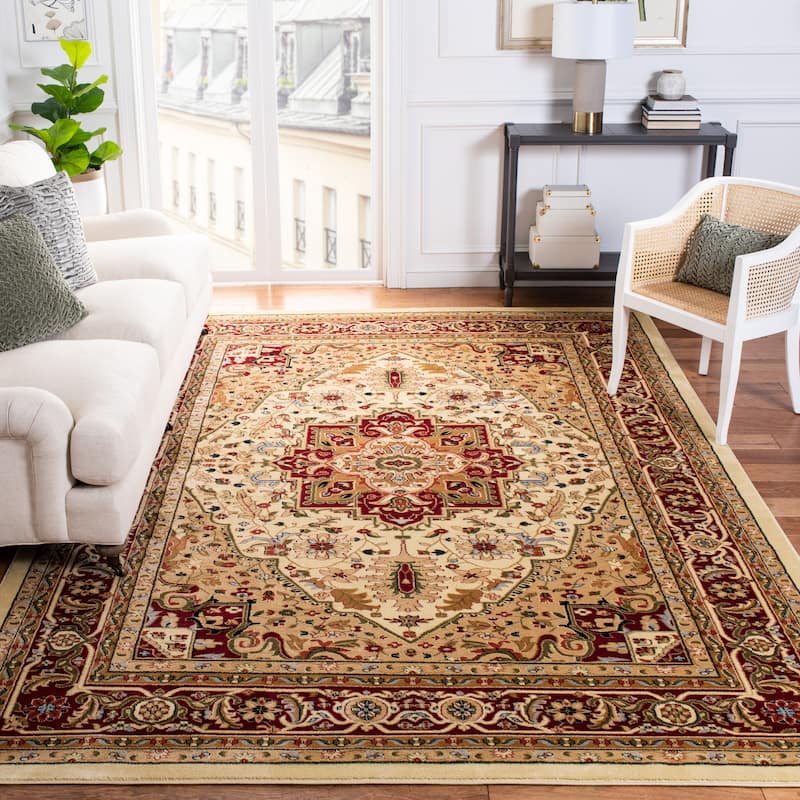SAFAVIEH Lyndhurst Feryal Traditional Oriental Medallion Rug - 5'3" x 7'6" - Ivory/Red - Rectangle