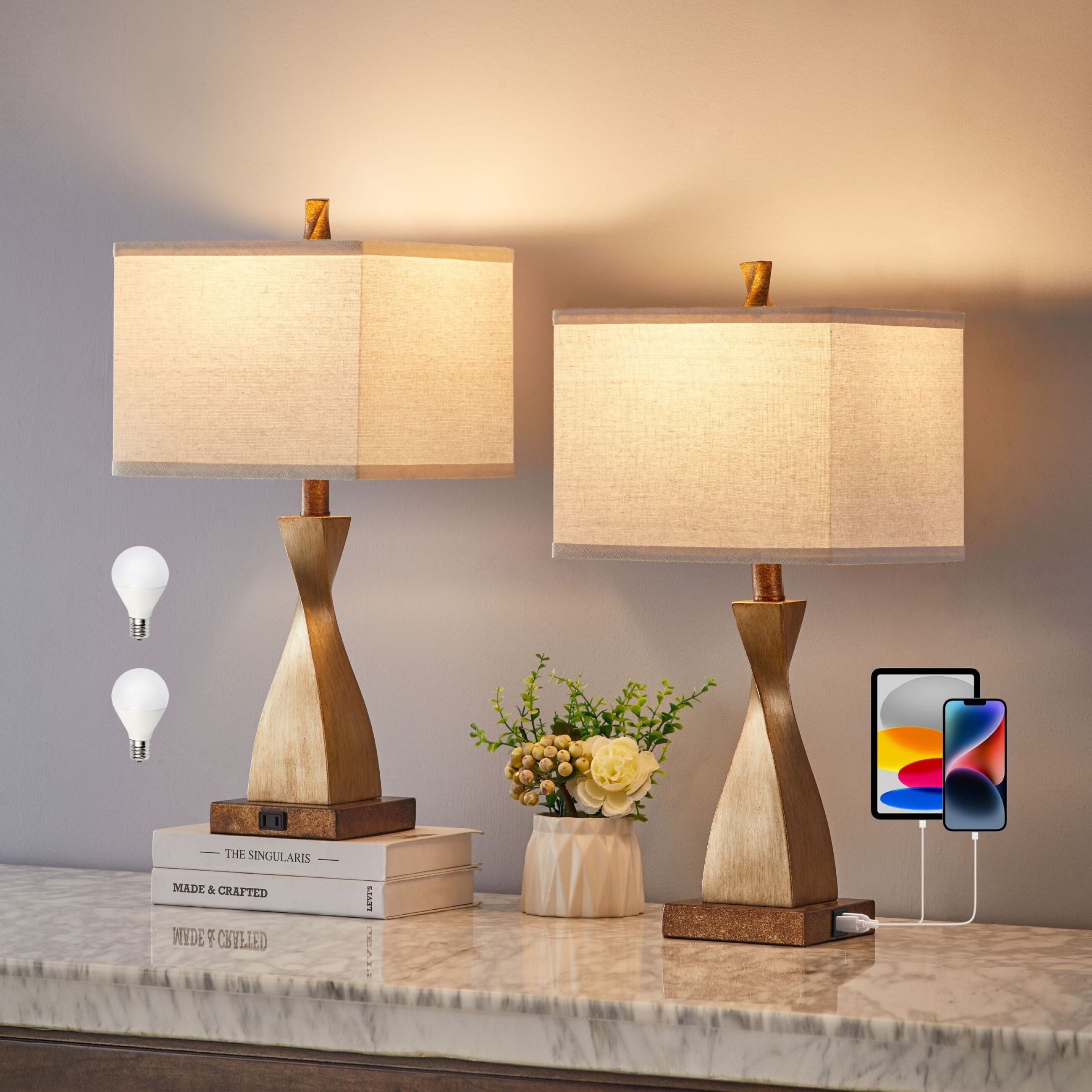 Mid century modern lamp set discount