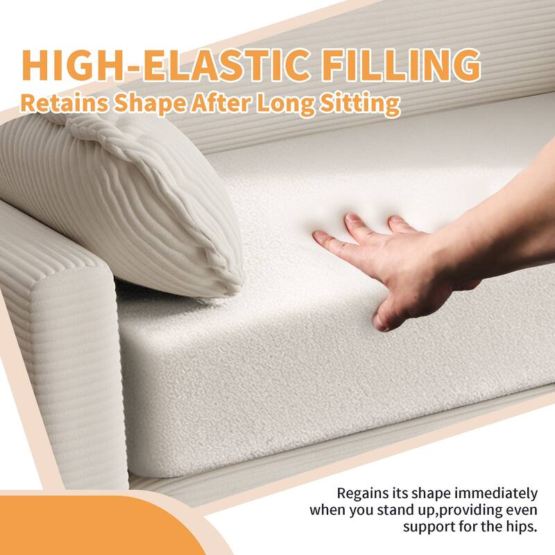 2-in-1 Convertible Corduroy Sofa Bed 51" Small Sofa, 2-Seater Loveseat Sleeper Couch with Side Storage