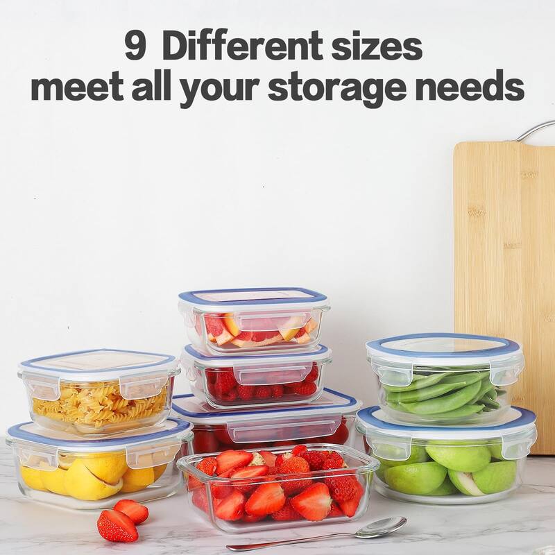 12 Sets Glass Food Storage Containers with Lids, Glass Meal Prep Containers, Airtight Glass Bento Boxes, BPA Free & Leak Proof