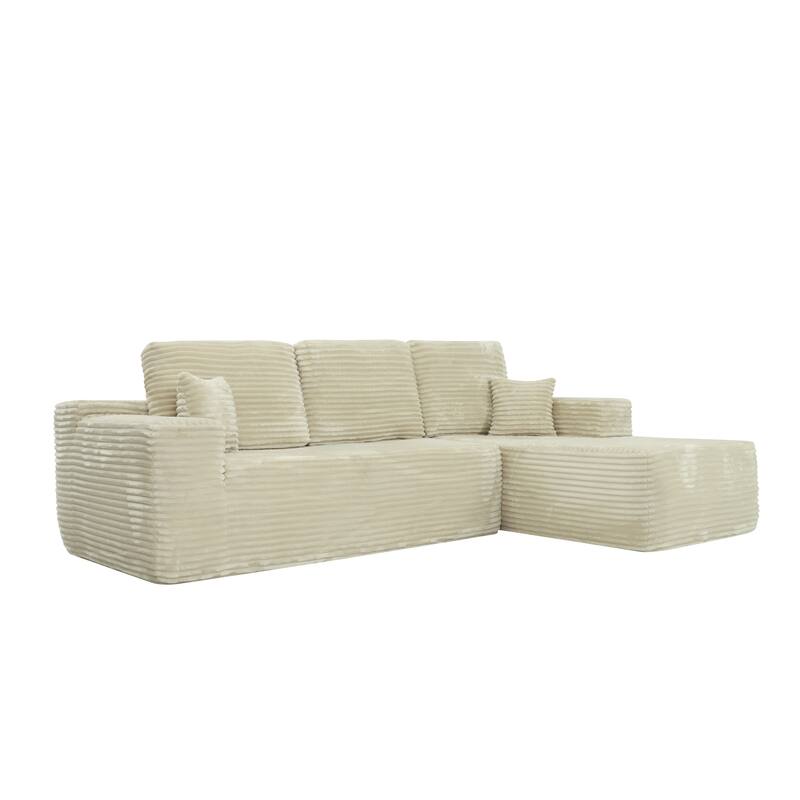 105" Corduroy Sectional Sofa with Chaise, Modern L-Shaped Modular Couch with Deep Seats, Plush Upholstered Living Room Sofa