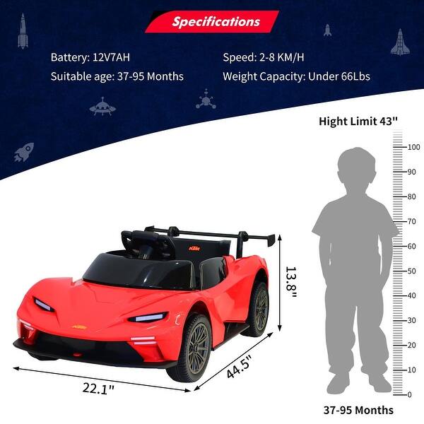 dimension image slide 1 of 3, 12V Battery Powered Electric Ride on Car with Remote Control