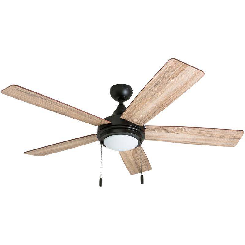 52" Honeywell Ventnor Bronze Modern Farmhouse Indoor LED Ceiling Fan with Light, Pull Chain