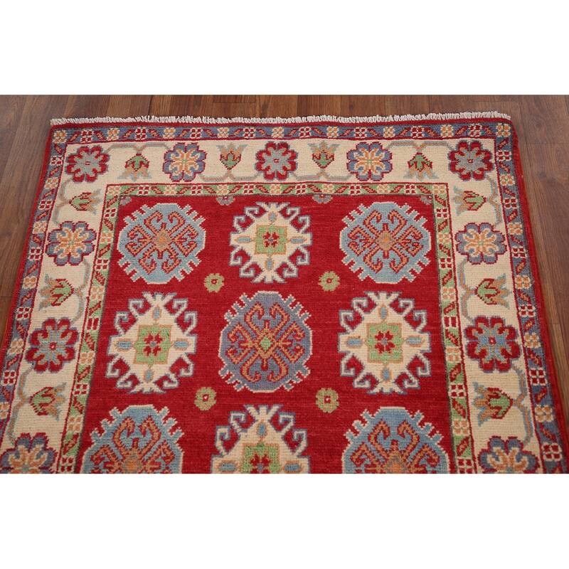 Red Kazak Accent Rug Handmade Wool Carpet - 2'10" x 4'2"