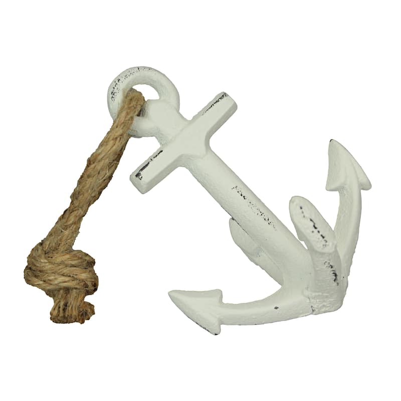 Set Of 2 Cast Iron Ship Anchor Bookends Nautical Home Decor Sculptures - 4.75 X 4.5 X 3.25 inches