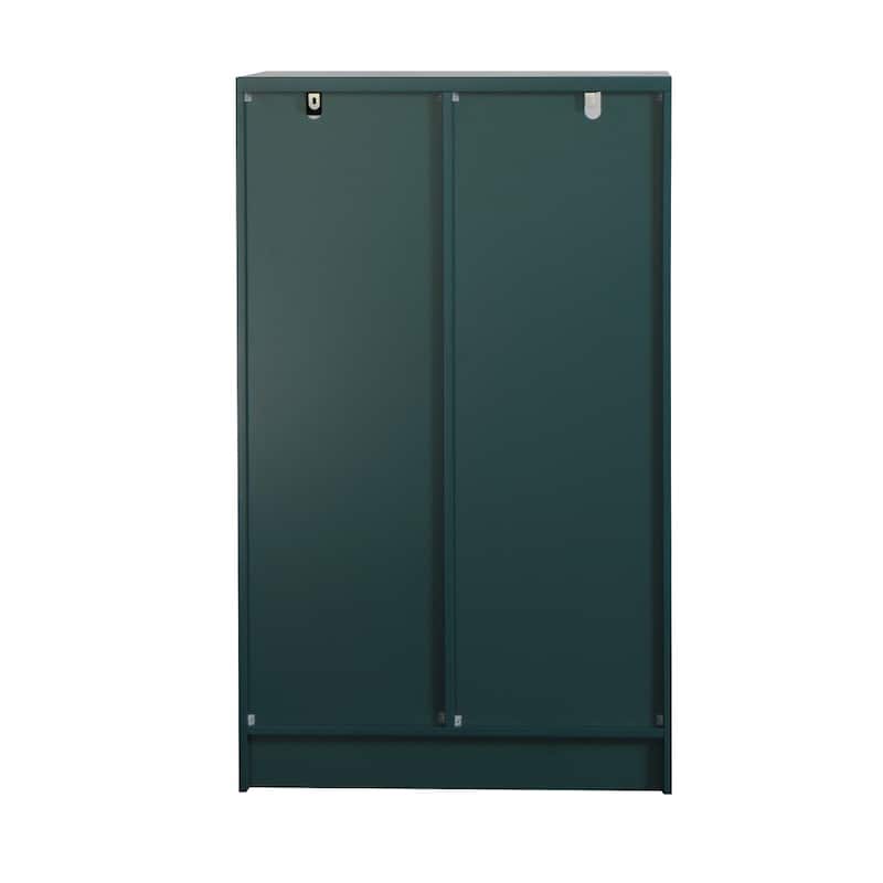 Wooden Floor Cabinet with 2 Glass Doors and 2 Storage Space
