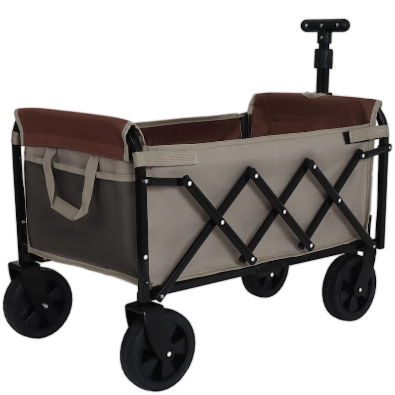 Convertible Steel Folding Camping Wagon Cart,Storage Compartment