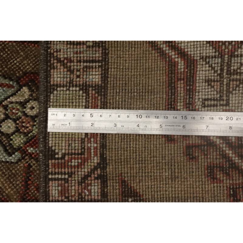 Hand Knotted Oriental 100% Wool Carpet Traditional Tribal Brown Sarab Runner Rug - 13' 9'' X 2' 2''