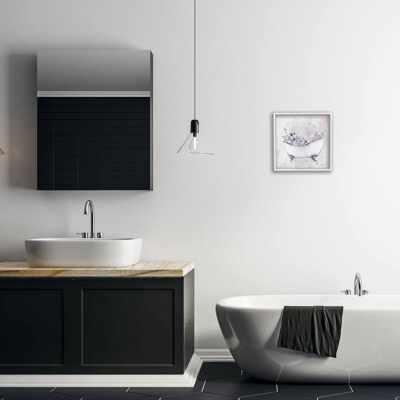 Stupell Delicate Bath with Botanics Framed Giclee Art Design By Stella Chang