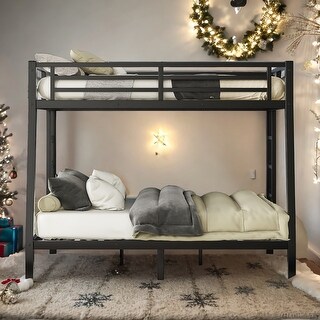 Space-Saving Metal Full XL over Queen Bunk Bed for Teens and Adults, Noise Reduced/No Box Spring Needed
